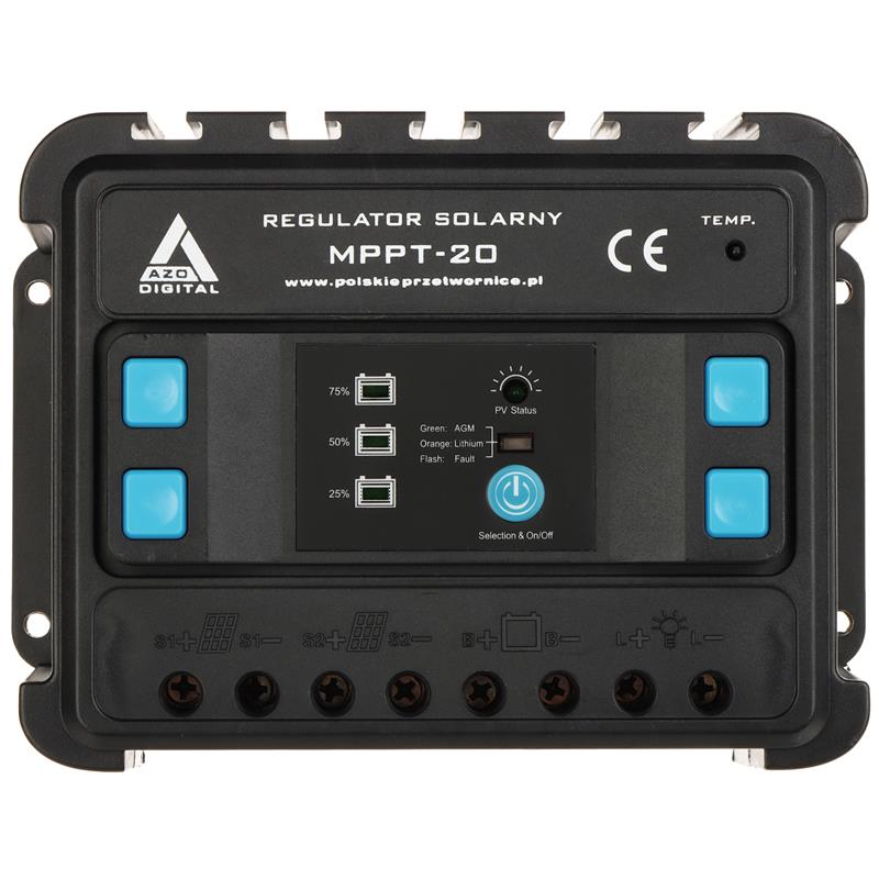 SOLARNI REGULATOR POLNJENJA AKUMULATORJEV SCC-20A-MPPT AZO Digital