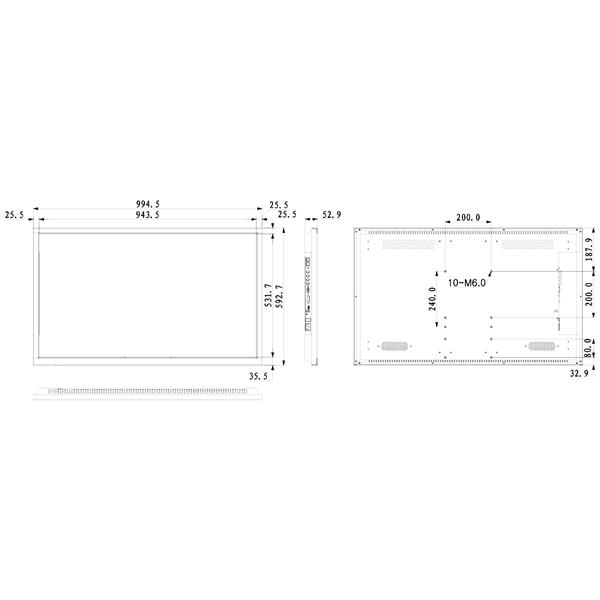 MONITOR VGA, 2xVIDEO, DVI-D, HDMI DHL43 43 