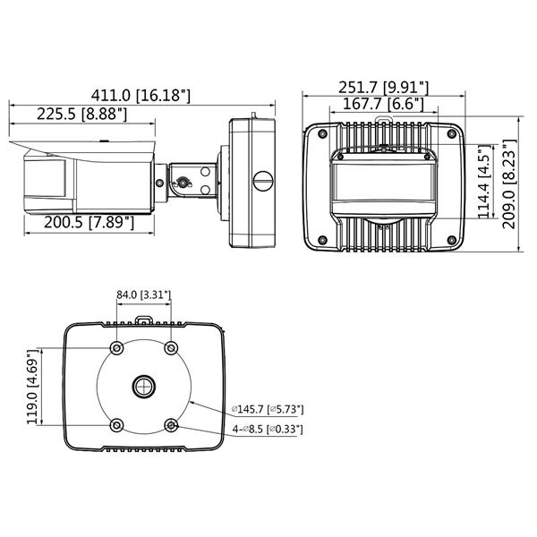 VANDALOODPORNA KAMERA IP IPC-PF83230-A180-H-E4-0450B-DC36V PANORAMSKA - 33.2 Mpx, 4 x 4.5 mm DAHUA