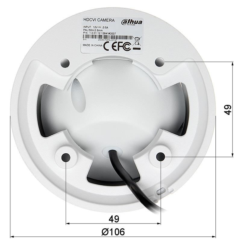 VANDALOODPORNA KAMERA HD-CVI, PAL HAC-HDW1400EM-0280B - 3.7 Mpx 2.8 mm DAHUA