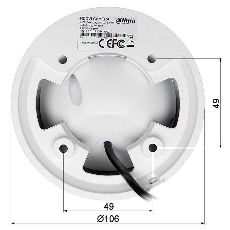 VANDALOODPORNA KAMERA HD-CVI, PAL HAC-HDW2221EMP-A-0280B - 1080p 2.8 mm DAHUA