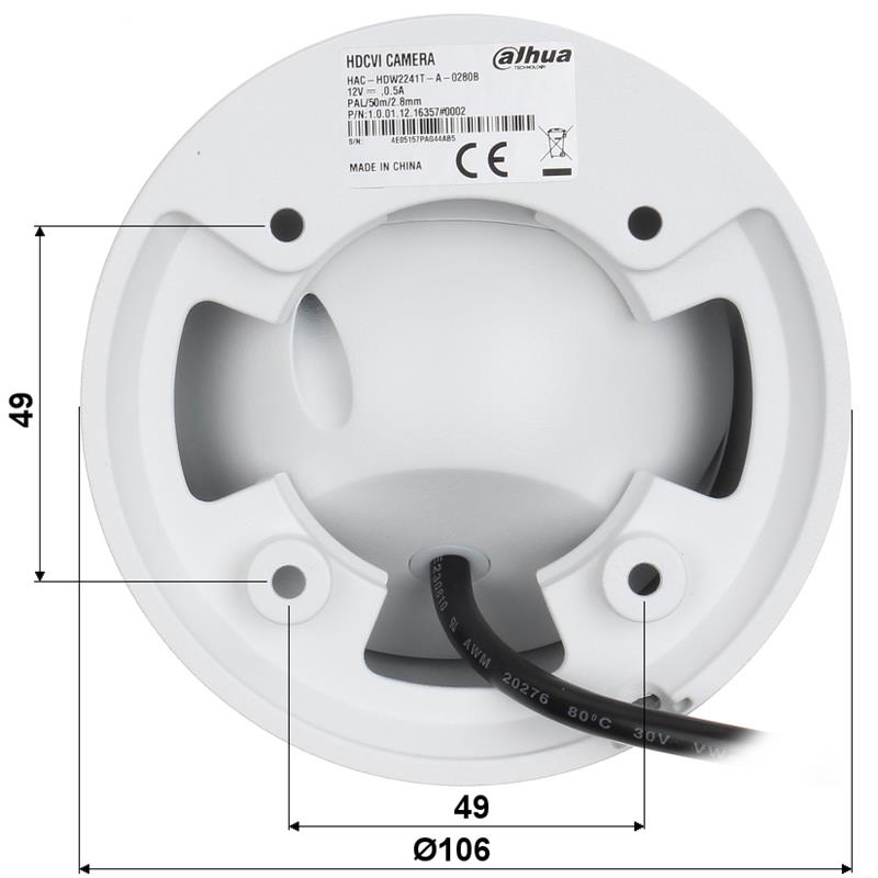 KAMERA AHD, HD-CVI, HD-TVI, PAL HAC-HDW2241T-A-0280B - 1080p 2.8 mm DAHUA